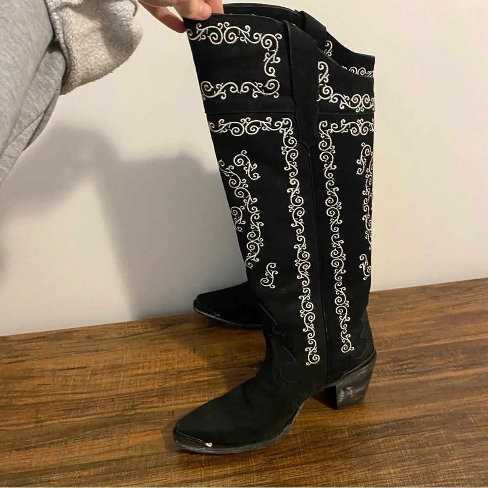 Dan Post Chain Reaction Black and White Leather Boots size 8